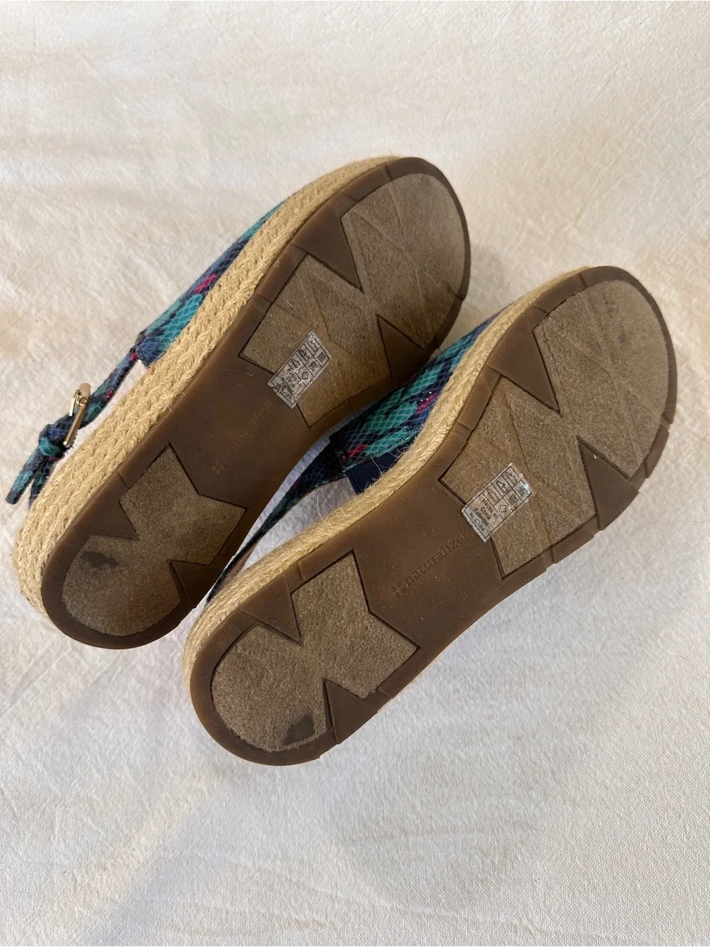 Naturalizer 7.5 Blue Snake-Print Espadrille Slingback Sandals - Picture 8 of 10